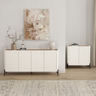 Manhattan Comfort - Ensemble de 2 buffets et meubles d’appoint modernes Abbey - érable et blanc cassé-Le meuble d’appoint comprend 2 portes à fermeture douce avec 2 espaces d’étagères réglables Le buffet comprend 4 portes à fermeture douce avec 4 espaces d’étagères réglables