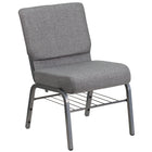 Flash Furniture – Chaise d’église Hercules 21 po larg, siège 3,75 po épais, compartiment pour livre, gris, structure argentée-Capacité de poids de 800 lb