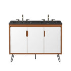 Modway - Energize Double évier 48" Vanette de salle de bain - Noir blanc cerise-Assemblée requise