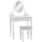 HOMCOM - Coiffeuse avec tabouret - 31,5 po L x 15,7 po l x 55,1 po H - blanc-Fabriqué en panneau MDF de haute qualité et en bois massif avec une superbe finition de peinture blanche 