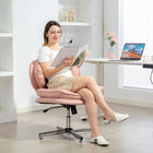 HOMCOM - Chaise de bureau sans accoudoirs à croisillons - rose-Siège pivotant à 360 degrés pour des mouvements flexibles