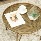 HOMCOM - Table basse ronde 24 po avec plateau martelé - or-Cadre géométrique renforcé offrant une stabilité pour les boissons et la décoration