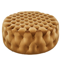 Modway - Amour Gros rond à boutons touffés Performance Velvet Ottoman - Cognac-Ottoman à accents à boutons touffés