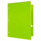 JAM Paper - Dossiers scolaires laminés brillants à 3 trous et à deux pochettes - vert lime - Paquet de 6-Quantité : 6 dossiers par paquet | Un pour chaque sujet et projet