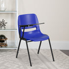 Flash Furniture - Chaise coquille ergonomique bleue avec accoudoir-tablette rabattable pour droitiers-Bureau de taille compacte