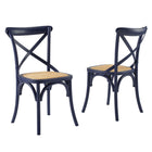 Modway - Gear Fauteuil d’appoint de salle à manger Ensemble de 2 - Bleu Minuit-Jambes effilées