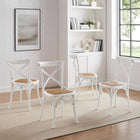 Modway - Gear Fauteuil d’appoint de salle à manger Ensemble de 4 - Blanc-Aucune assemblée requise