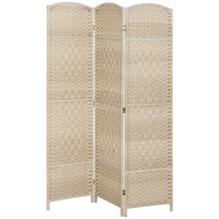 HOMCOM - Séparateur de pièce autoportant à 3 panneaux tissé à la main pour bureau à domicile ou chambre - chêne clair-Conception pliable à 3 panneaux avec 6 charnières en métal pour un rangement facile  
