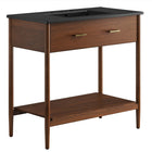 Modway - Zaire 36" Vanette de salle de bain - Noir noyer-MDF et caoutchouc