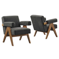Modway - Lyra Tissu Fauteuil - Tissu gris foncé - Ensemble de 2-Conception ergonomique pour le confort