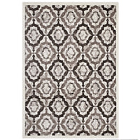 Modway - Kalinda Treillis rustiques vintage marocains Tapis de comédie 8 pi l x 10 pi L - Brun, beige et ivoire-Tapis vintage marocain en treillis