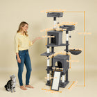 PawHut - Arbre à chat 70 po, tour multi-niveaux avec 2 condos - gris foncé-Une large base et une sangle anti-basculement assurent la stabilité pour vos chats actifs 