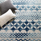 Modway - Reflect Giada Abstract Diamant Marocain Treillis Tapis intérieur/extérieur de 8 pi l x 10 pi L - Ivoire et bleu-Dessous en caoutchouc de prise