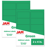 JAM Paper -'“Étiquettes postales, 2 x 4 po, vert gamma, 240 par paquet-6 2/5 oz