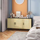 HOMCOM - Buffet boho 53,5 po L - noir-Six compartiments maximisent l'espace de rangement 