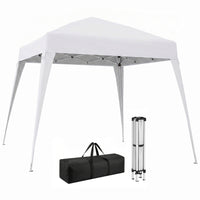 Outsunny - Tente auvent d'extérieur pliante 8 pi l x 8 pi L avec sac - Blanc-Convient pour organiser une petite fête, un pique-nique, des sorties à la plage, etc