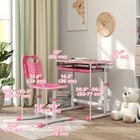 Qaba - Ensemble bureau et chaise pour enfants à hauteur réglable avec plateau inclinable - rose-Comprend un tiroir, deux emplacements pour stylos et un crochet pour l'organisation  
