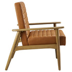 Modway - Jensen Cuir végane Chaise d’accent - Chêne français tanné-Glissements au pied sans marquer