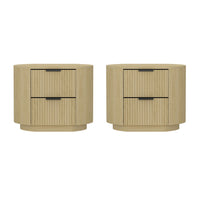 Manhattan Comfort - Olivia 26,5" Table de nuit moderne - Chêne naturel et noir - Lot de 2-Table de nuit moderne pour chambre et salon lot de 2