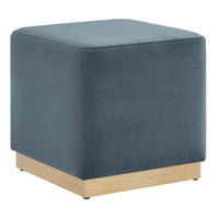 Modway - Tilden Velous de performance carré 17" Rembourré Ottoman - Cadet Blue Natural-Revêtement en velours de performance