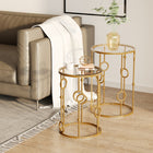 HOMCOM - Table basse ronde gigogne - or - ensemble de 2-Taille compacte, design léger et peu encombrant 