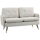 HOMCOM - Canapé loveseat 55 po avec dossier capitonné - blanc crème-Le design deux places est idéal pour les espaces restreints, tout en étant assez spacieux pour s’y installer confortablement pour lire   