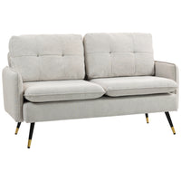 HOMCOM - Canapé loveseat 55 po avec dossier capitonné - blanc crème-Le design deux places est idéal pour les espaces restreints, tout en étant assez spacieux pour s’y installer confortablement pour lire   