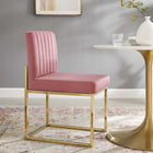 Modway - Carriage Base de traîneau à touffes de Channel Performance Velvet Chaise à manger - Rose Poussiéreuse d’Or-Rembourrage en velours polyester Performance