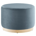 Modway - Tilden Grand velours rond de performance de 23" Rembourré Ottoman - Cadet Blue Natural-Revêtement en velours de performance