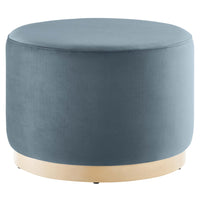 Modway - Tilden Grand velours rond de performance de 23" Rembourré Ottoman - Cadet Blue Natural-Revêtement en velours de performance