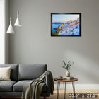 Santorini Greece Oia Houses - Toile encadree - 35" x 27"-Prêt à accrocher - livré entièrement assemblé