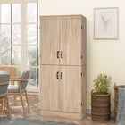 HOMCOM - Armoire de cuisine 6 niveaux avec 4 portes - bois naturel-2 étagères réglables permettent un rangement facile et organisé pour des objets de tailles différentes 
