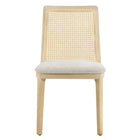 Modway - Monarch Bois et rotin Fauteuil d’appoint de salle à manger - Ivoire blanc ancien tissé naturel à bruyère-8