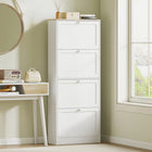 HOMCOM - Armoire à chaussures avec 4 tiroirs rabattables et étagères réglables - blanc-Le design compact s'adapte aux petits espaces 