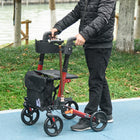 HOMCOM - Déambulateur pliant à roulettes 8 po avec siège et sac - rouge-Siège en tissu avec dossier pour s’asseoir confortablement lorsque nécessaire 