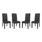 Modway - Parcel Vinyle Fauteuil d’appoint de salle à manger Ensemble de 4 - Noir-Chaise de salle à manger moderne simple