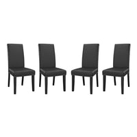 Modway - Parcel Vinyle Fauteuil d’appoint de salle à manger Ensemble de 4 - Noir-Chaise de salle à manger moderne simple