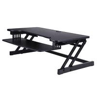 Rocelco - Plateforme surélevée de luxe pour bureau assis/debout, extra-large à hauteur réglable, 37 po, noir-Cadre en métal robuste avec poignée latérale facile à saisir et assistance à piston à gaz, peut lever et abaisser jusqu'à 35 livres avec un réglage en hauteur continu de 5 "à 17" au-dessus du bureau pour optimiser la position de travail ergonomique pour les personnes de la plupart des hauteurs