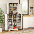 HOMCOM - Armoire de cuisine 64 po avec étagères réglables - blanc-Le système anti-basculement améliore la sécurité en fixant l’armoire au mur 