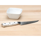 Minimal - Ensemble de couteaux à steak Damascus White Stone de 4 pièces, service pour 4 personnes-Tranchant ultra-tranchant de 12° de chaque côté
