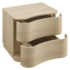 Modway - Mirae 2 tiroirs Table de chevet courbée, Chêne clair brossé-Assemblée requise