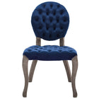 Modway - Exhibit Restauration vintage française Performance Velvet Fauteuil d’appoint - Marine-Pattes de cabriole en caoutchouc vieillies