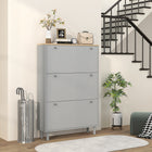 HOMCOM - Armoire à chaussures avec 3 tiroirs rabattables pour 24 paires - gris-Le dessus de table offre un espace supplémentaire d'exposition et de rangement 