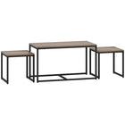 HOMCOM - Table basse gigogne pour salon - brun - Paquet de 3-Les patins en plastique au bas des pieds empêchent votre sol de se rayer