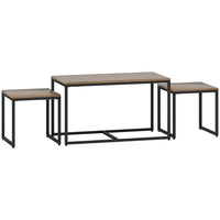 HOMCOM - Table basse gigogne pour salon - brun - Paquet de 3-Les patins en plastique au bas des pieds empêchent votre sol de se rayer