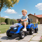 Qaba - Tracteur électrique 12V pour enfants avec remorque et télécommande - bleu-Les deux modes offrent le contrôle aux enfants ou aux parents via la télécommande 