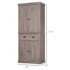 HOMCOM - Armoire de cuisine haute avec tiroir - grain de bois foncé-Les portes avant sont dotées d'une fermeture magnétique 
