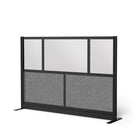Luxor - Mur modulaire 70 x 48 - Cadre noir segmenté, fenêtre givrée, PET gris frais-Crée une intimité semi-permanente dans les espaces partagés