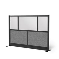 Luxor - Mur modulaire 70 x 48 - Cadre noir segmenté, fenêtre givrée, PET gris frais-Crée une intimité semi-permanente dans les espaces partagés