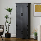 HOMCOM - Armoire de cuisine 60 po avec étagères - noir-Couleur : Noir 
